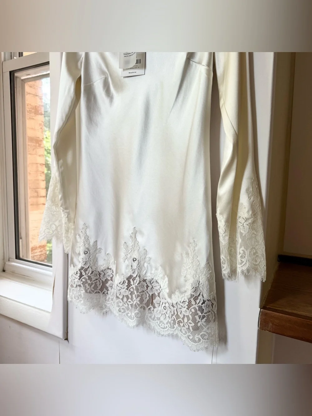 NWT Reformation Blanche Silk Long-Sleeve Mini Dress Ivory Bridal Small - Picture 7 of 16